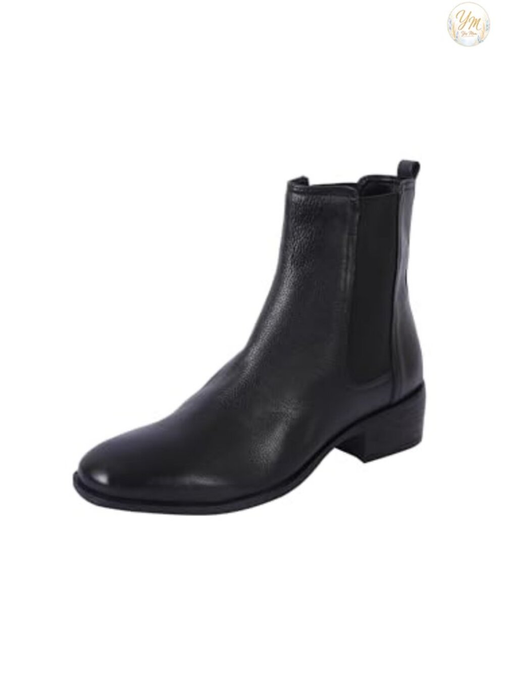 Chelsea Boot Leather Ankle Bootie Block Heel Slip-On